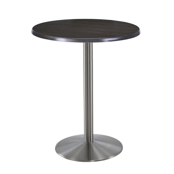 Holland Bar Stool Co 42" Tall OD214 Stainless Steel Table Base 22" Diameter 30" Diameter Charcoal Top OD214-2242SSOD30RChar - main